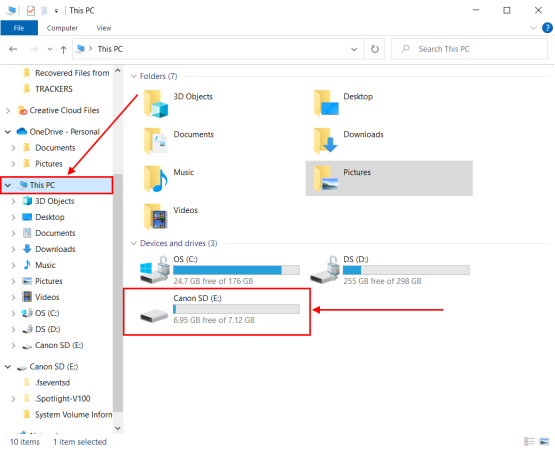 This PC button in File Explorer