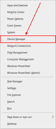 Device Manager in the Quick access menu