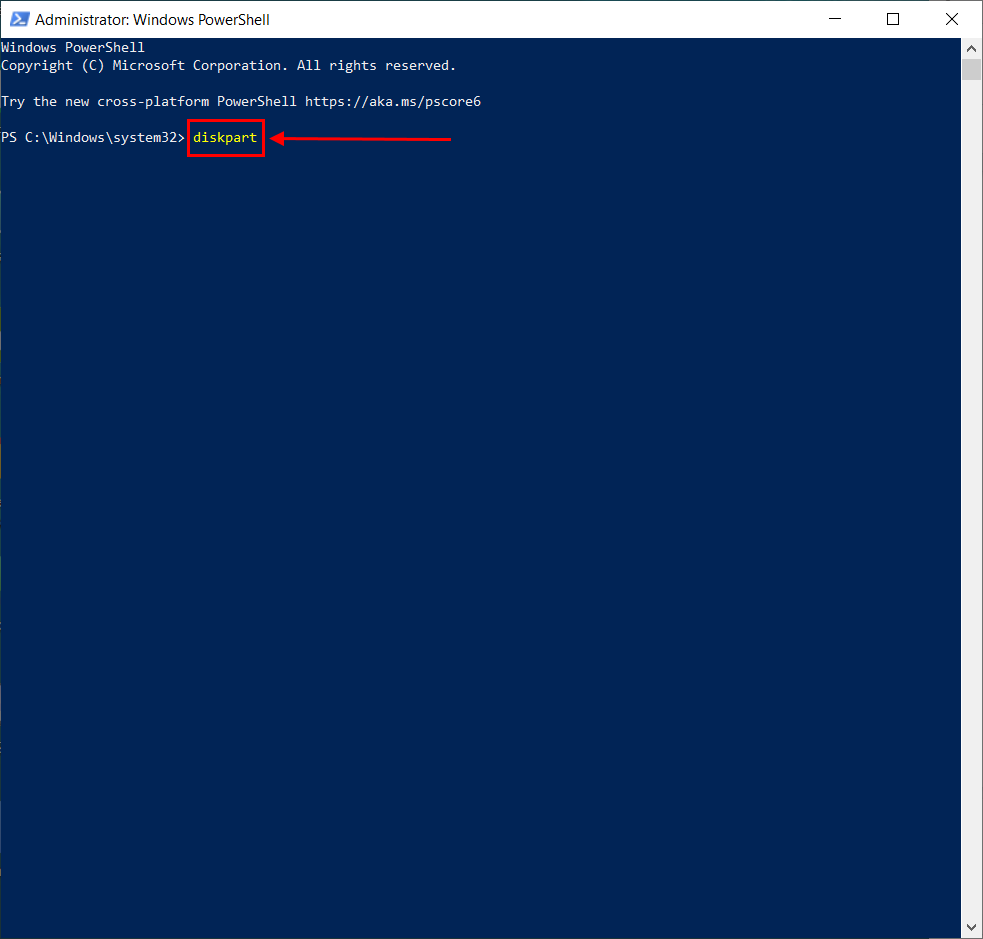 diskpart command in Powershell
