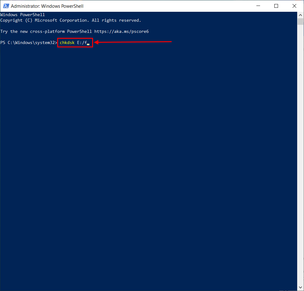 chkdsk command in Powershell