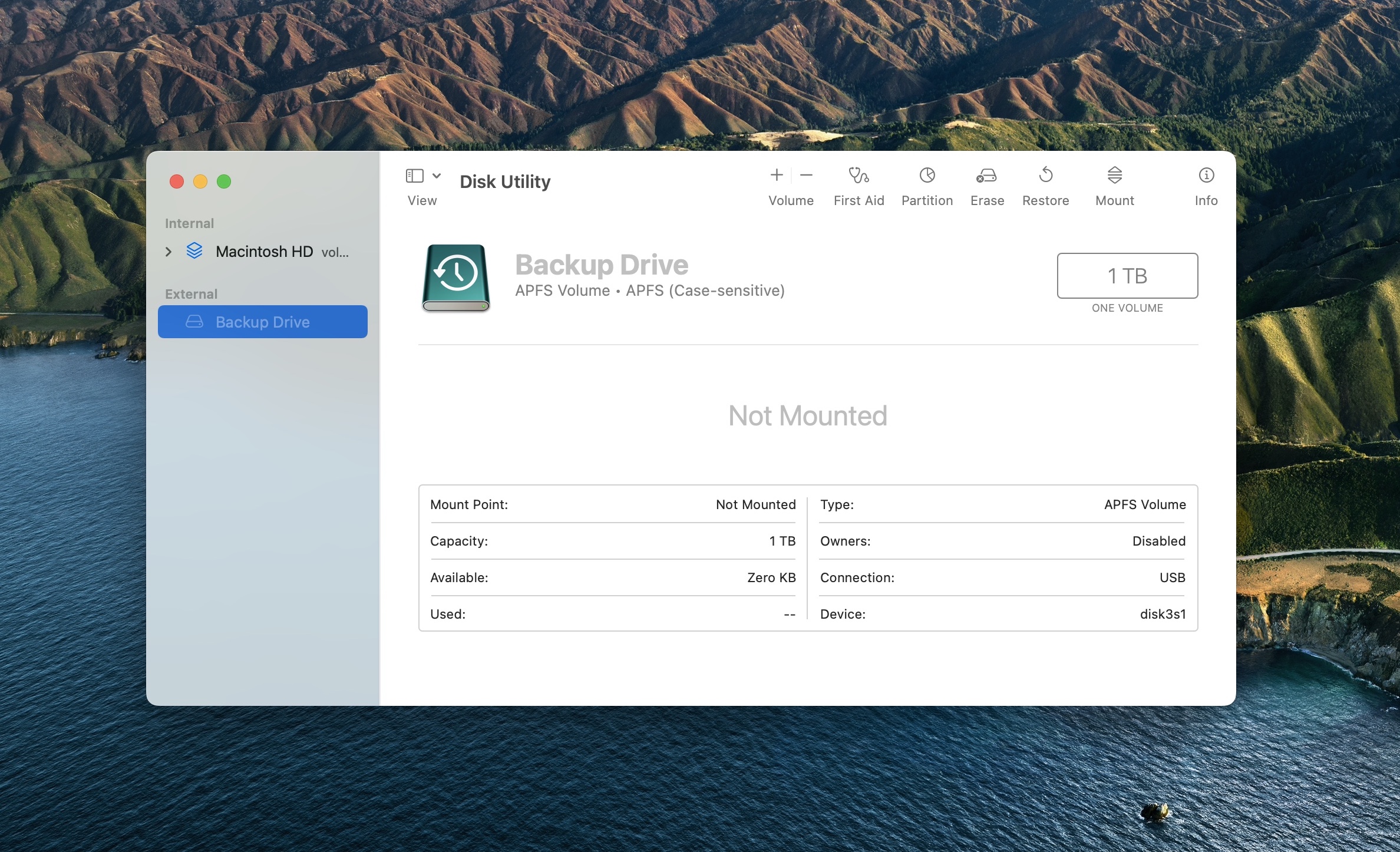 disk utility backup drive