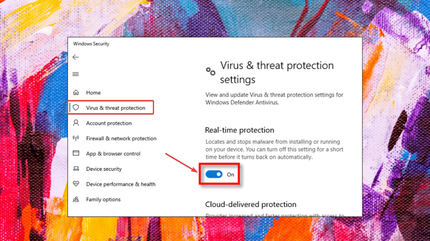 enabling real time protection in windows security