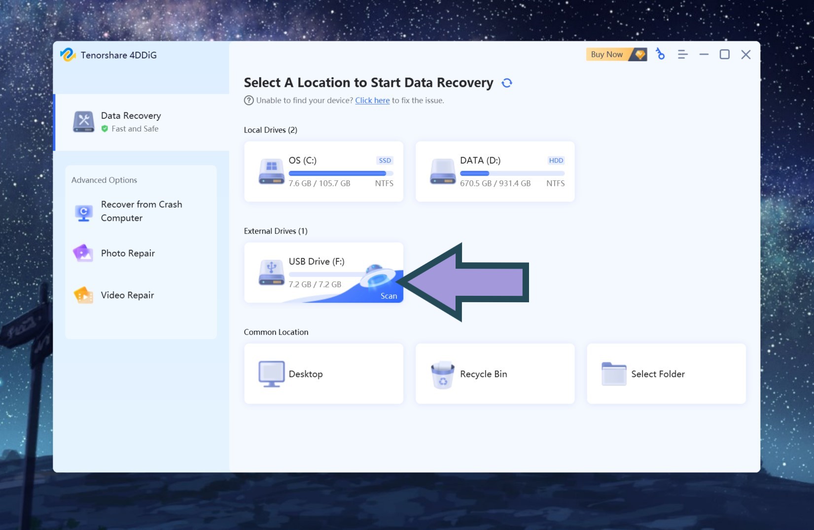 Choosing a storage device to scan