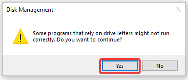 confirm drive letter change