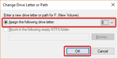 confirming drive letter assignment