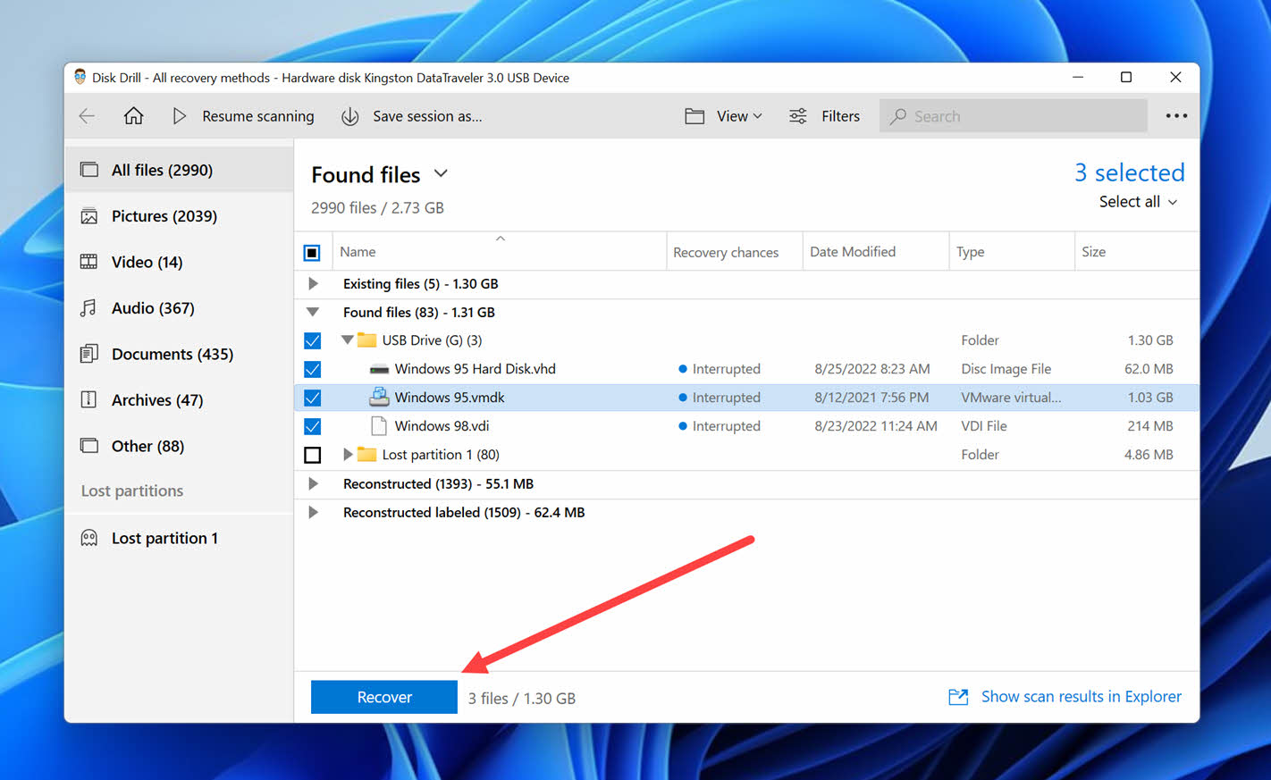 disk drill recover virtual disk image