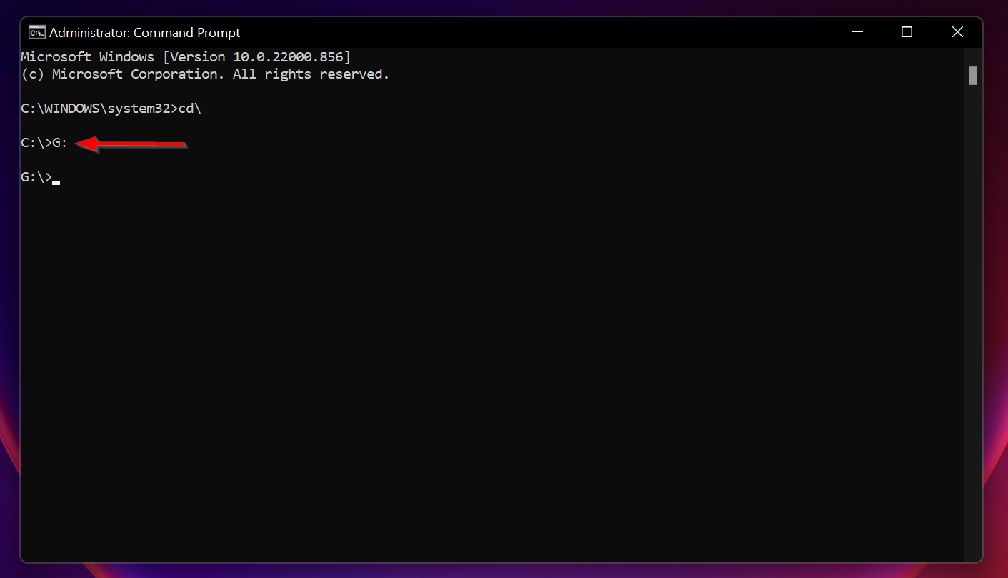 Drive letter in Windows Command Prompt.