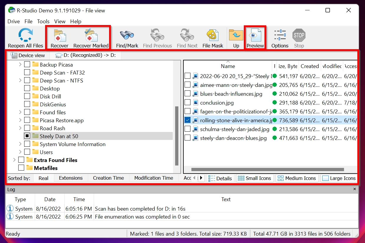 File selection screen in R-Studio.