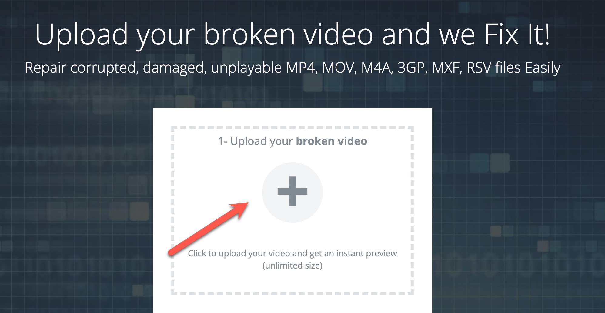 fix video click on the plus sign to upload video
