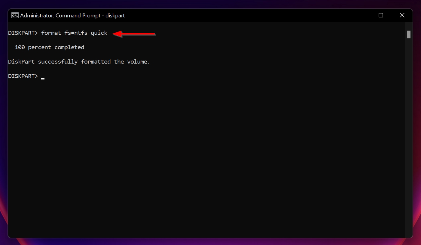 The format command in Command Prompt