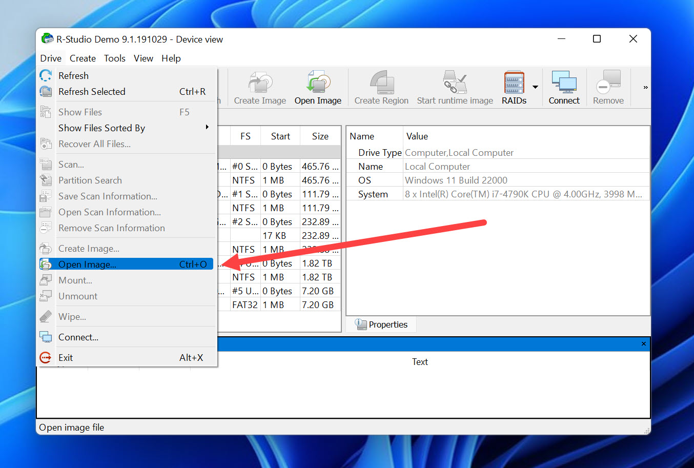 r-studio open virtual drive image