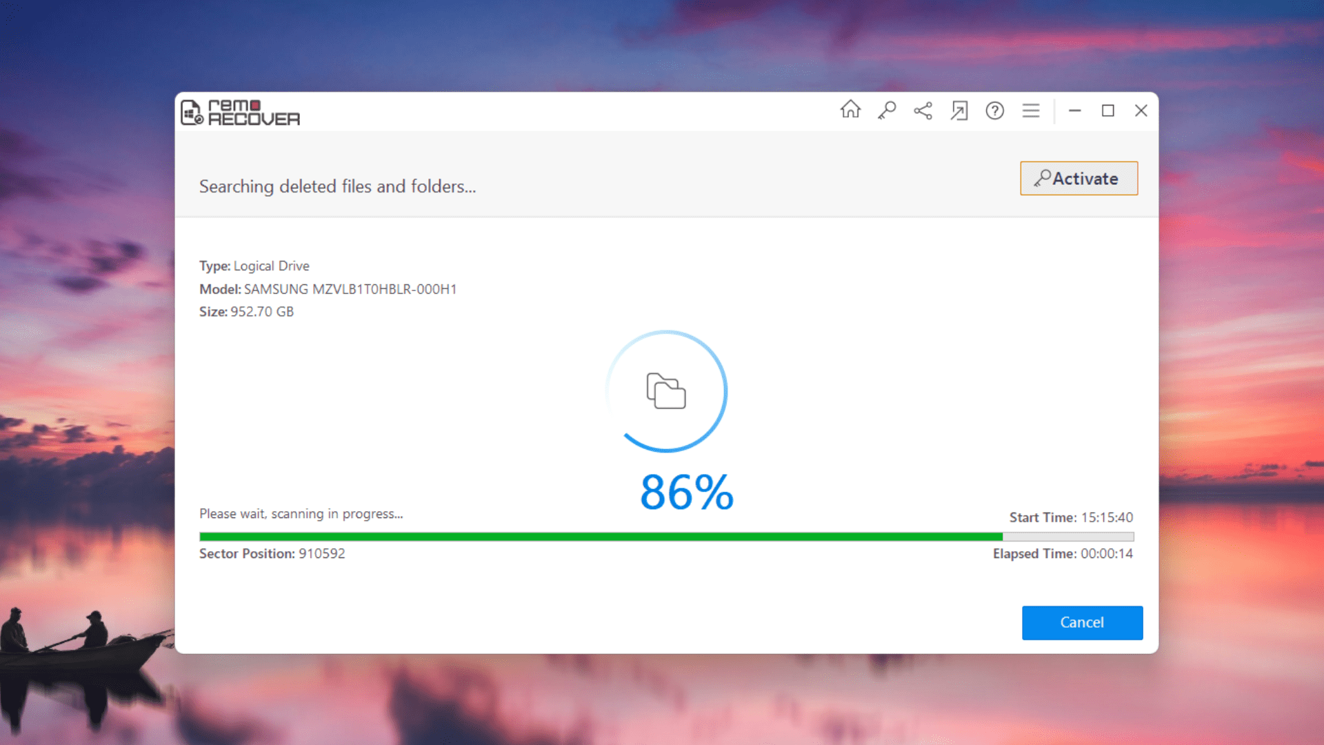 scanning progress on remo recover