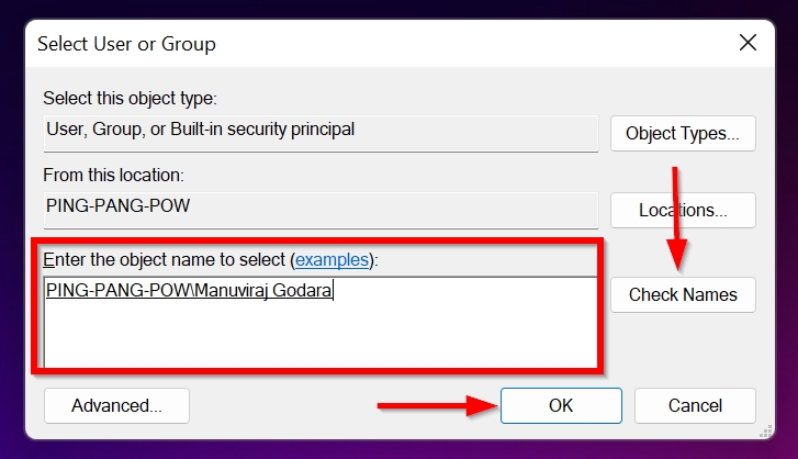 Object names Window