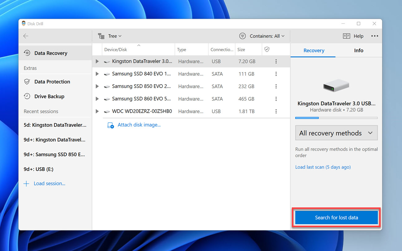 disk drill scan outlook file