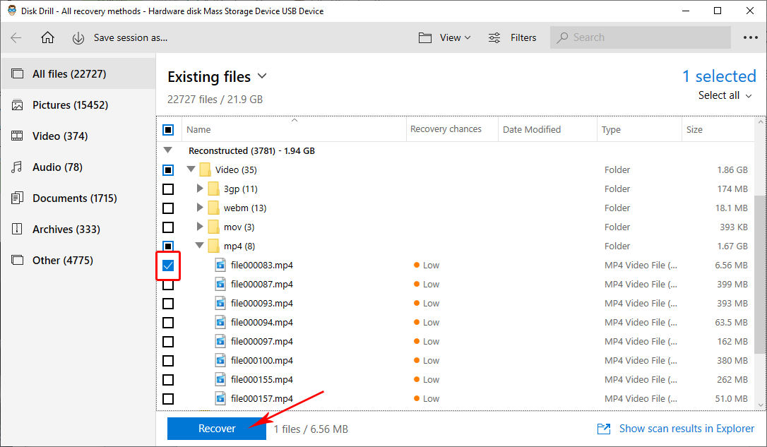 disk drill select files