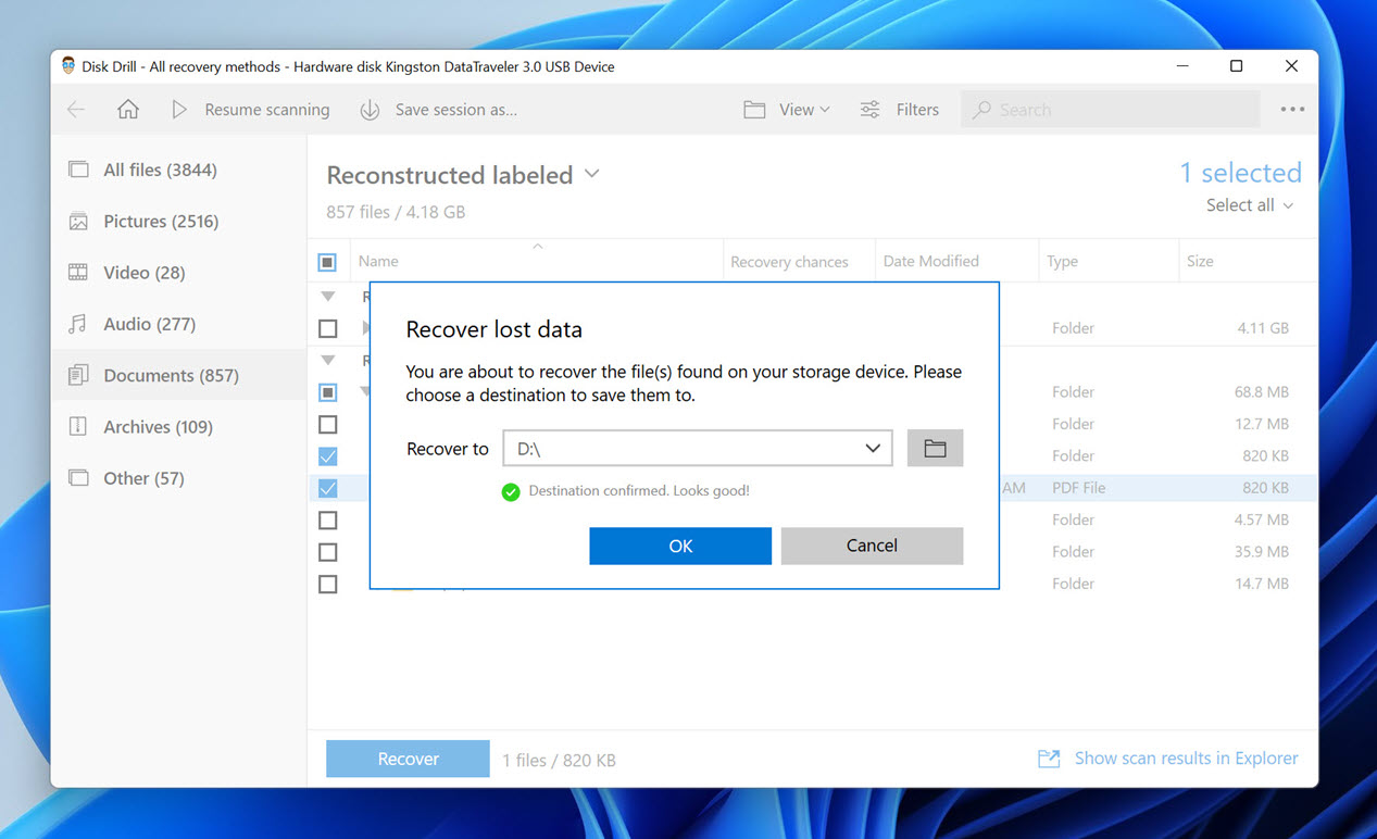 disk drill windows 11 destination