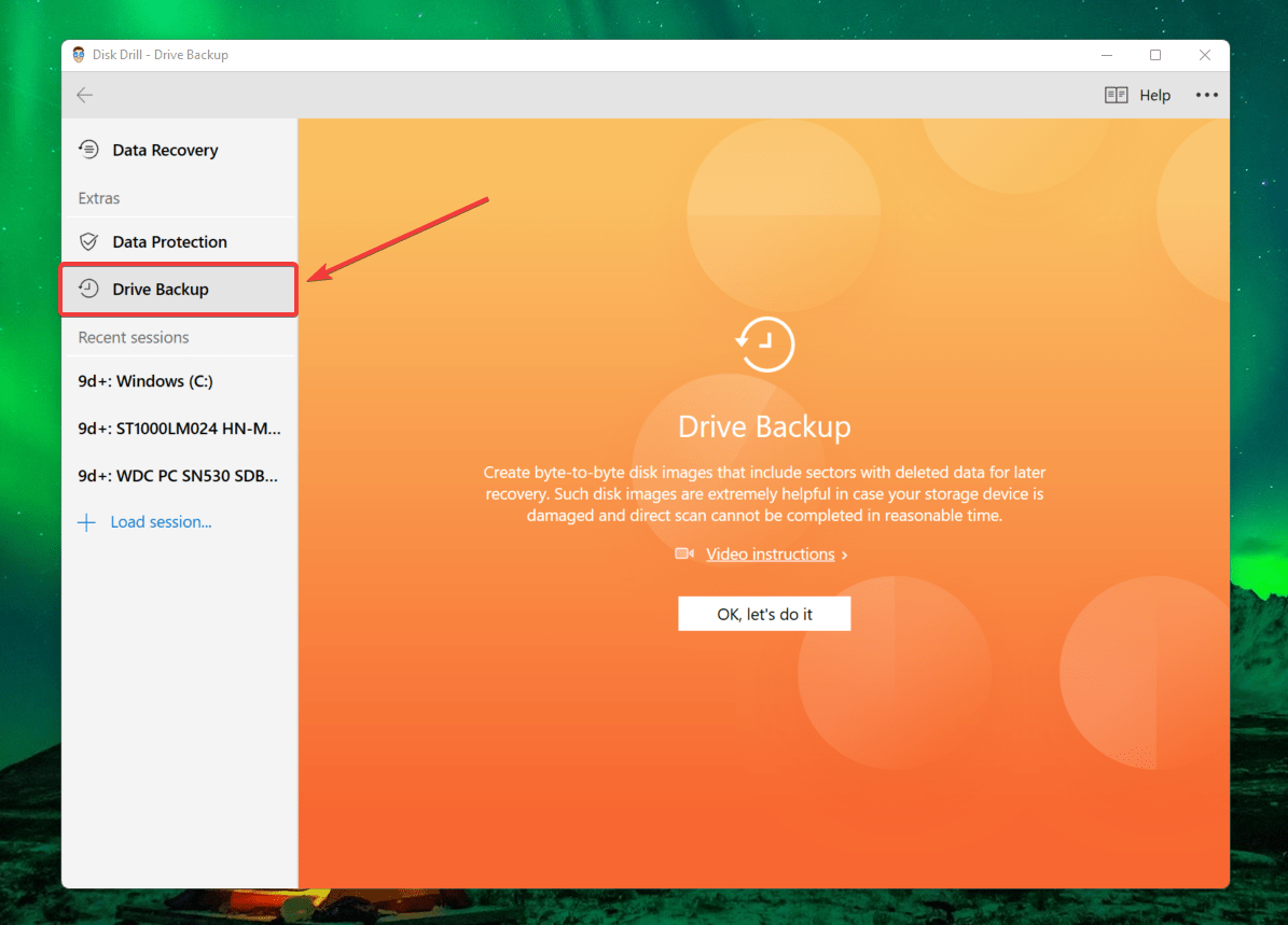 accessing drive backup in disk drill