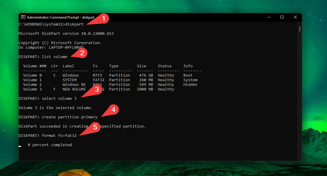 using cmd to format usb