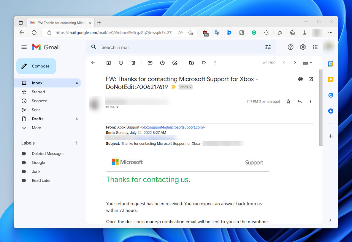 forwarded outlook email