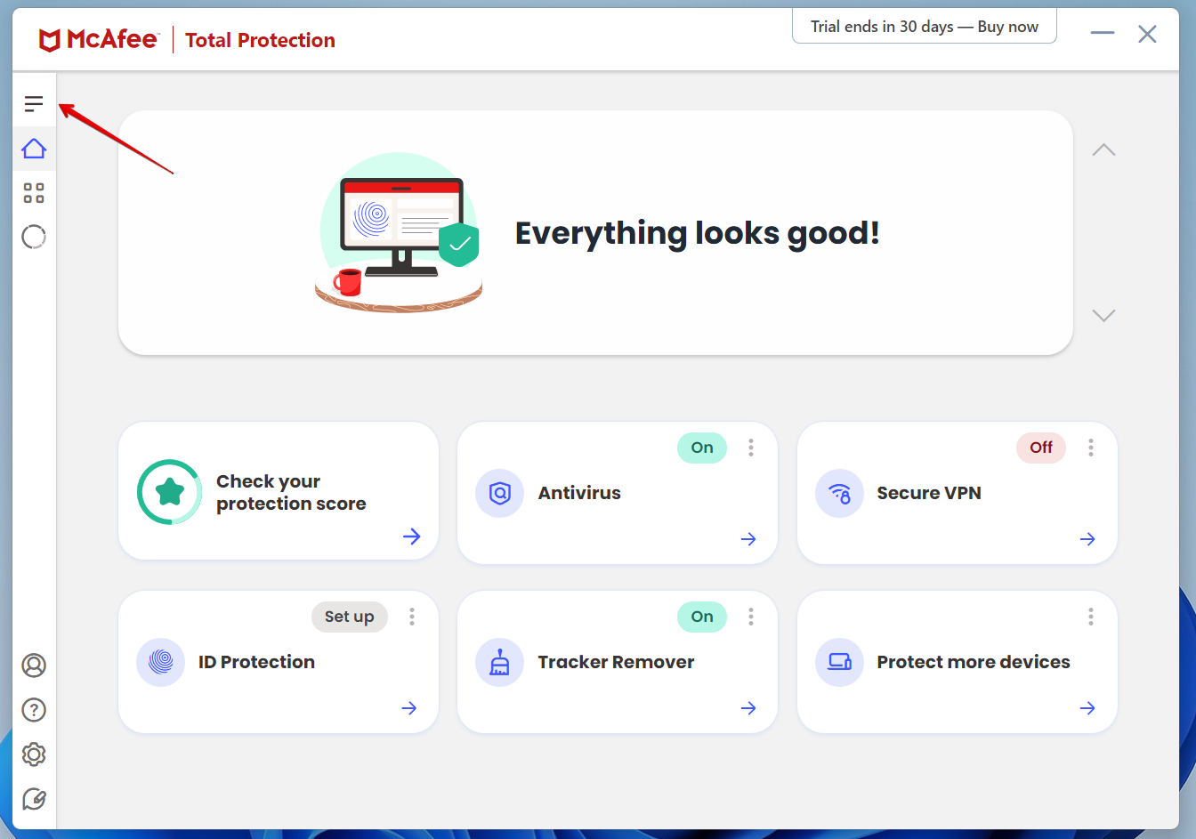 Click on three dots mcafee