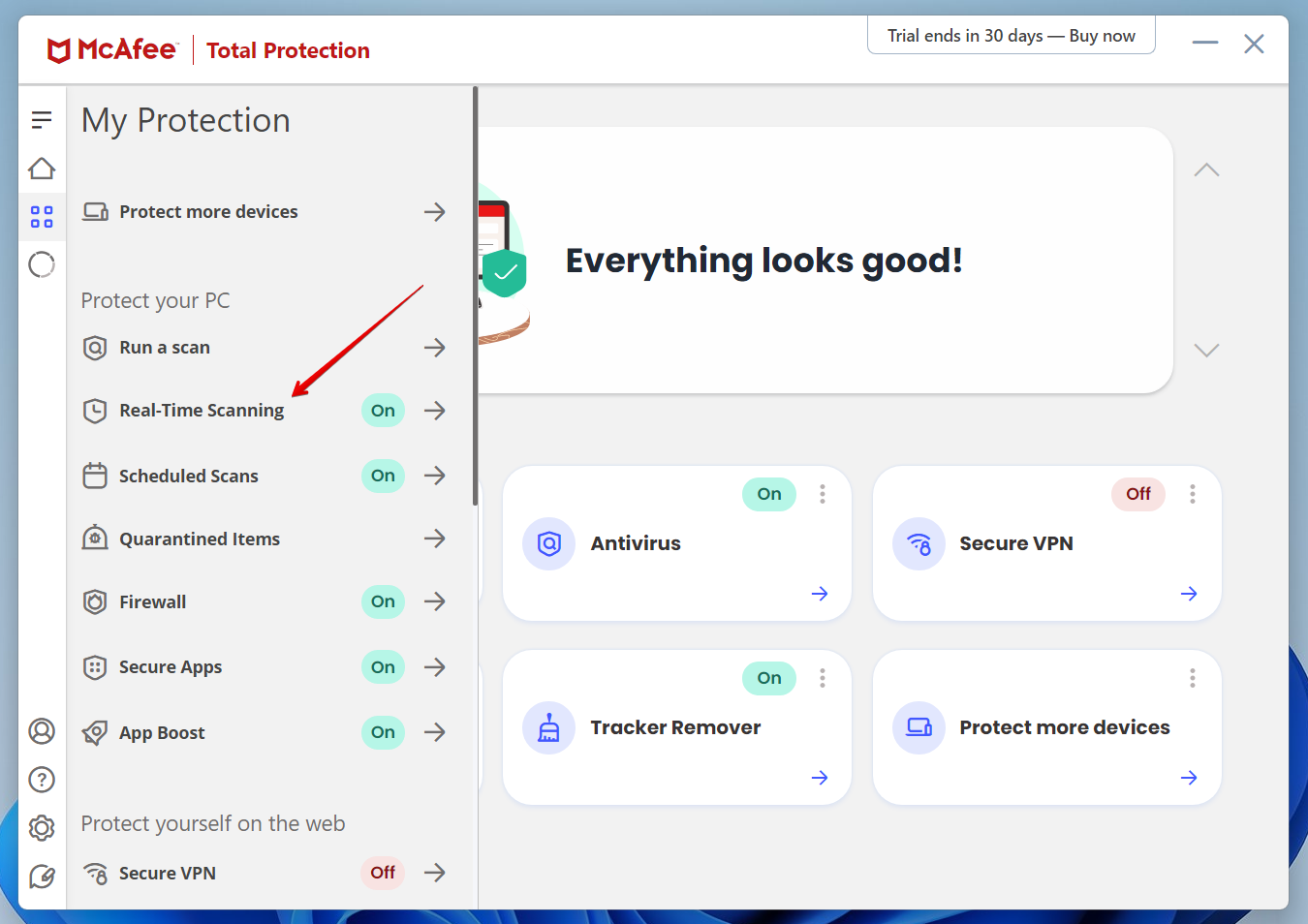 Mcafee real time scanning