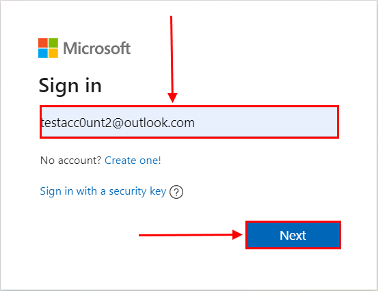 sign in dialogue box in Microsoft Outlook