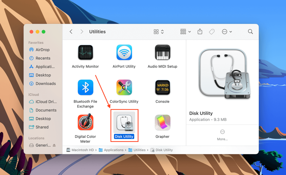 Disk utility icon in Finder