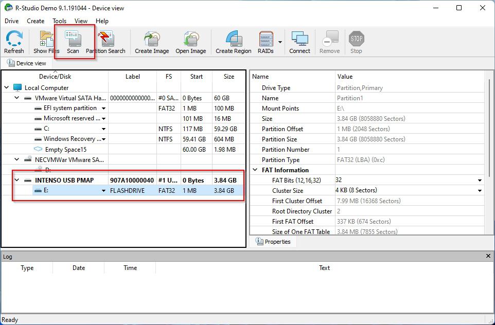 R-Studio Choose Device And Scan