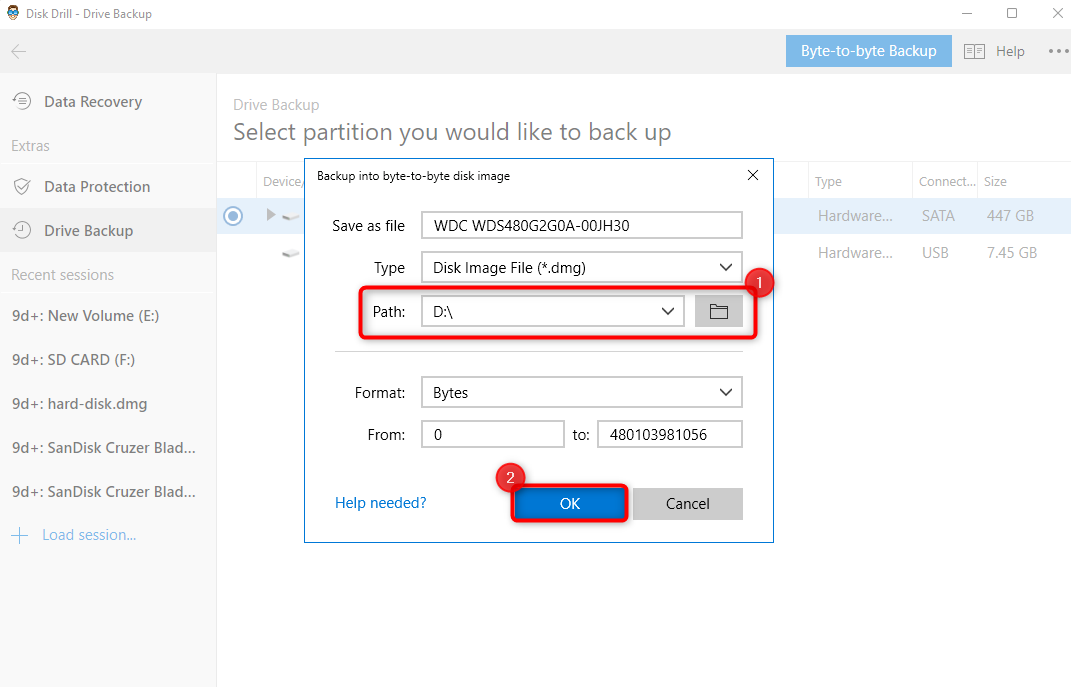 creating a byte to byte backup