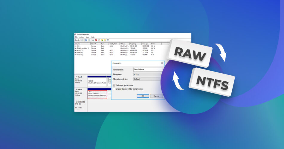 Convert RAW to NTFS Without Losing Data