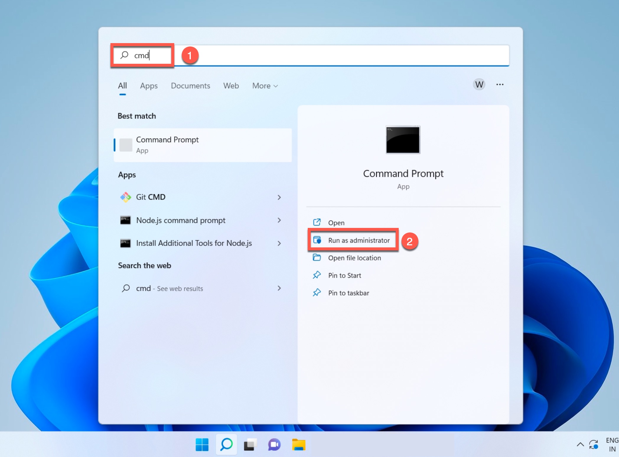 Open CMD as admininstrator