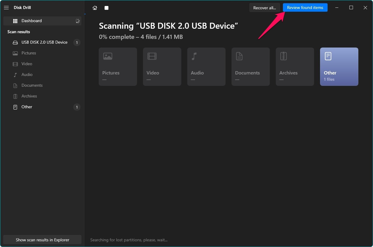 scanning drive disk drill