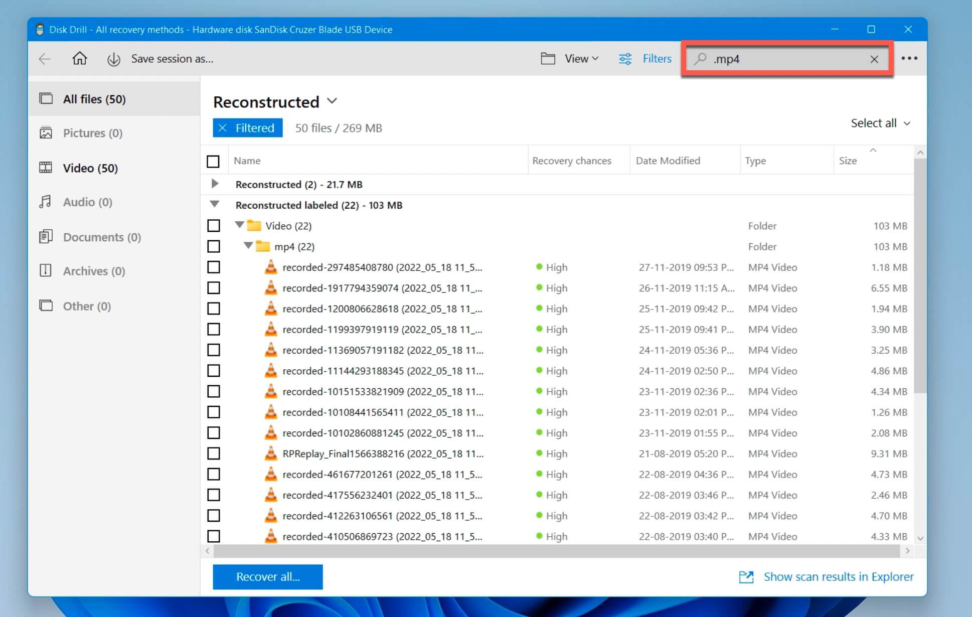 search for a file by name disk drill