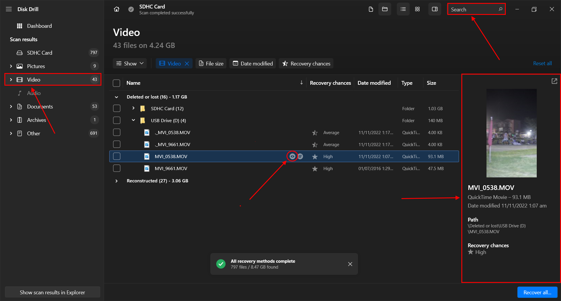 preview window in disk drill