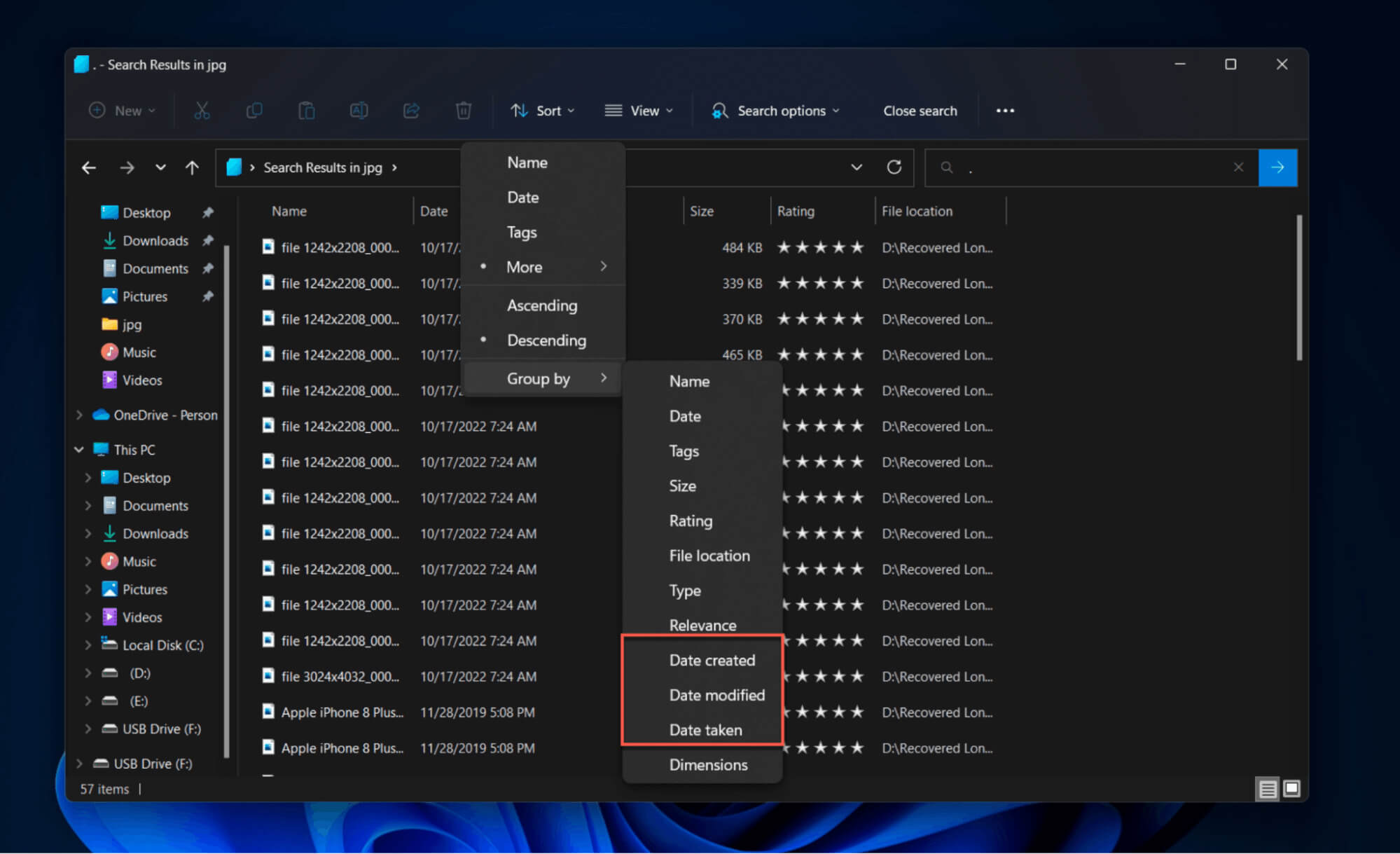 Sort Files by Date Created Date Modified Date Taken