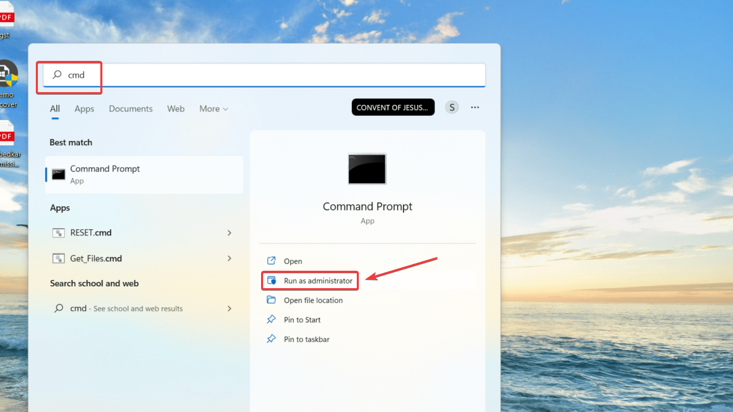 opening command prompt on windows