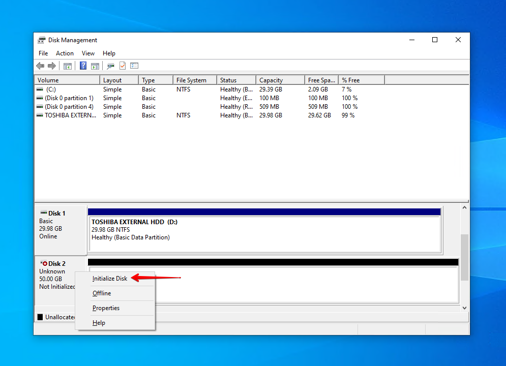 Initializing the Toshiba drive.