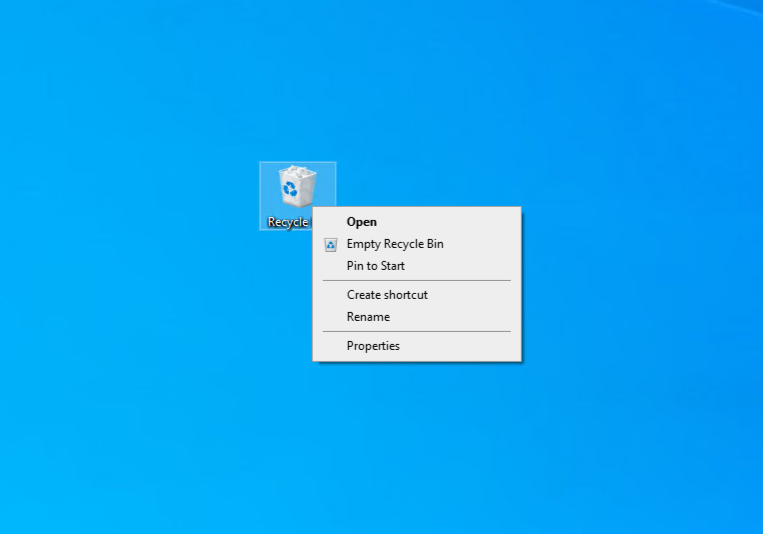 Opening the Recycle Bin.