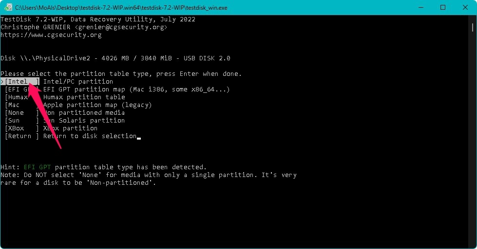 select partition table