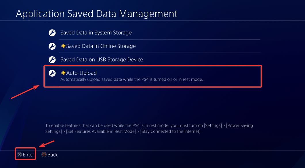 enabling auto upload feature on play station