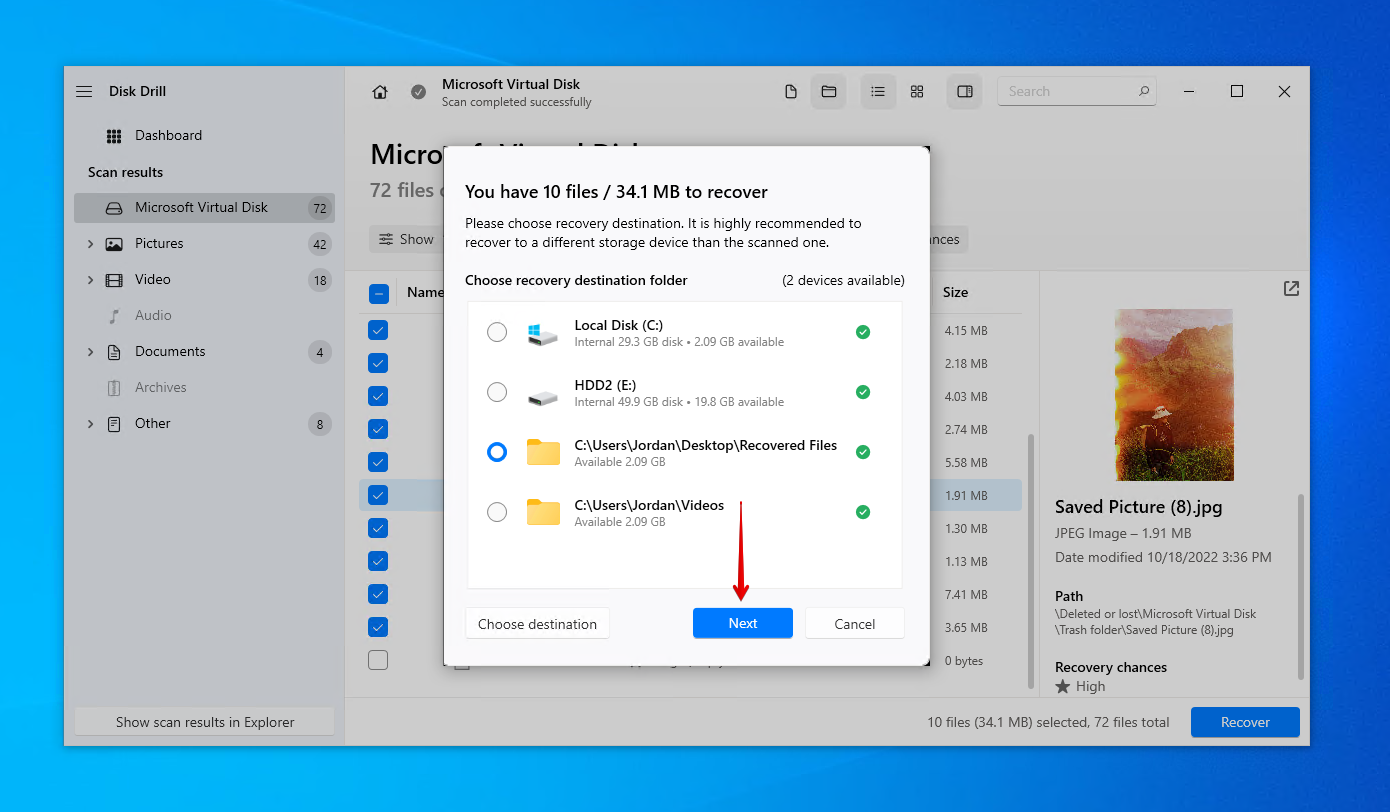 Finish HP external hard drive recovery with Disk Drill.