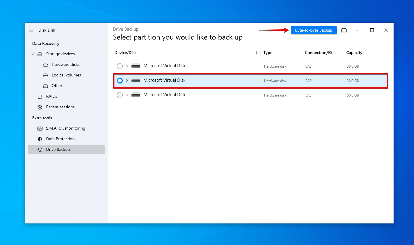 Creating a backup of the drive with bad sectors.