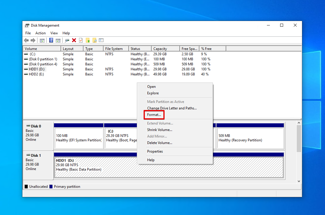 Formatting the drive with bad sectors.