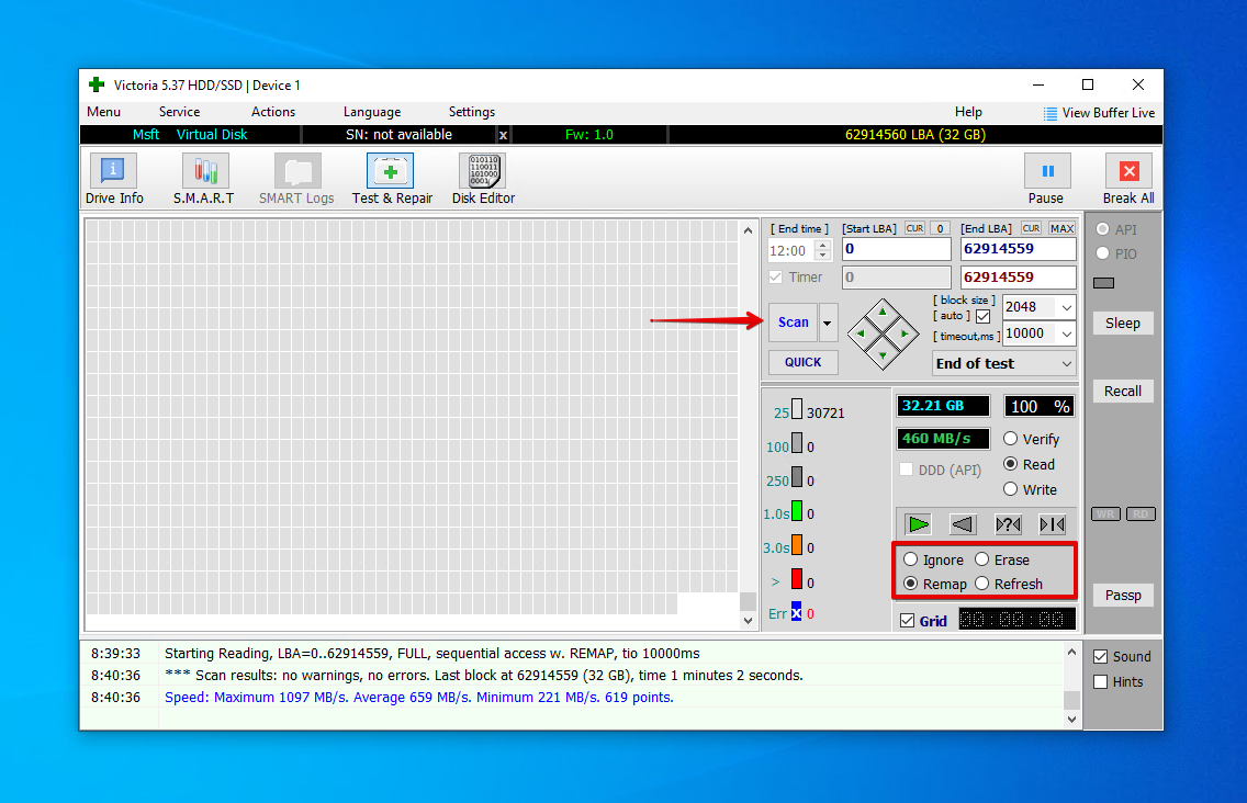 Remapping the bad sectors.