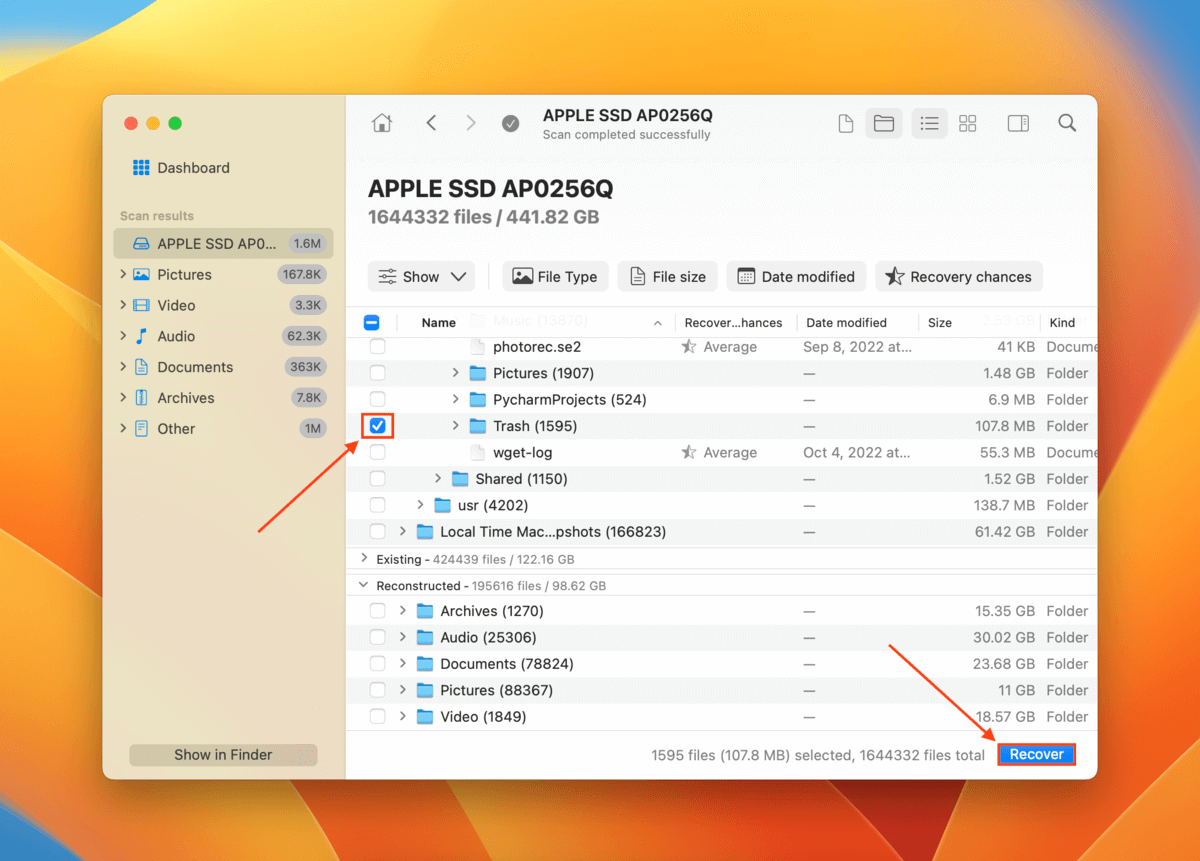 Disk Drill file selection for recovery