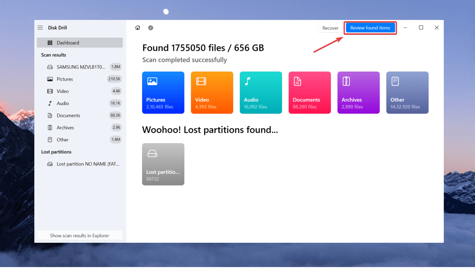 scan window on disk drill