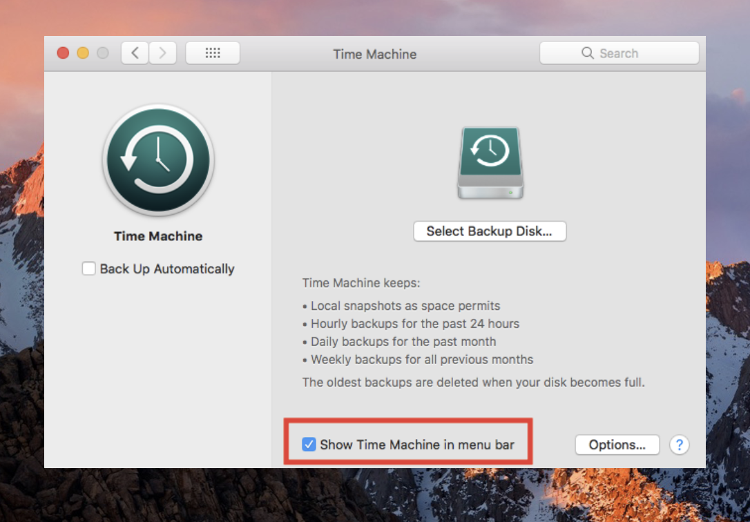 show time machine menu bar