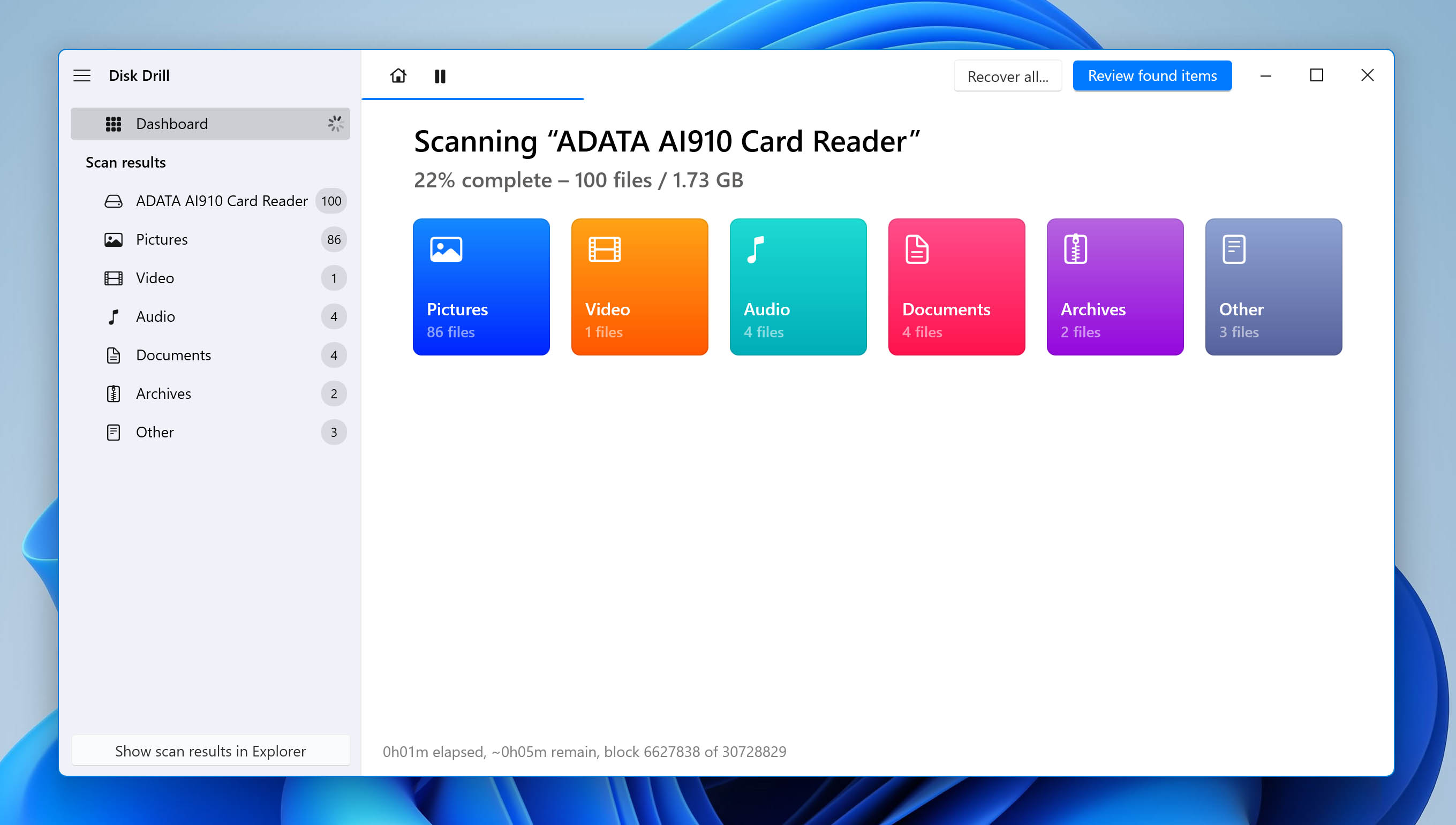 Adata SD Card Scan Process