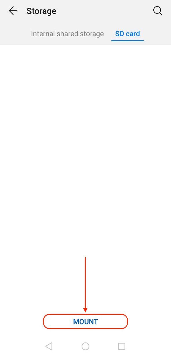 Mount option in Android settings