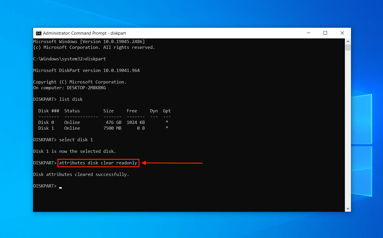 Clear readonly attribute command in Command Prompt